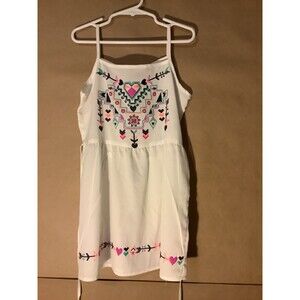 Belle Du Jour girls dress white pink boho tank small